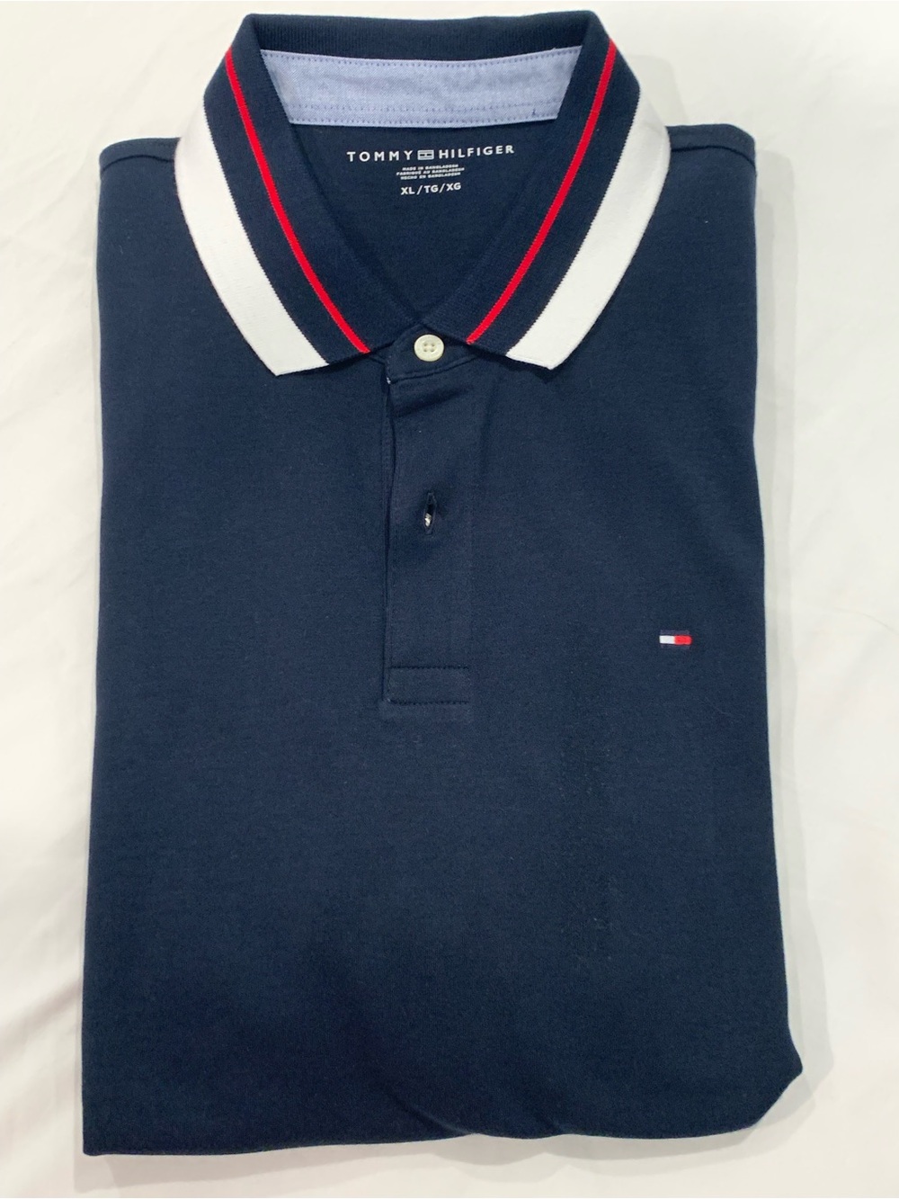 Tommy Hilfiger Navy Polo with White and Red Trim